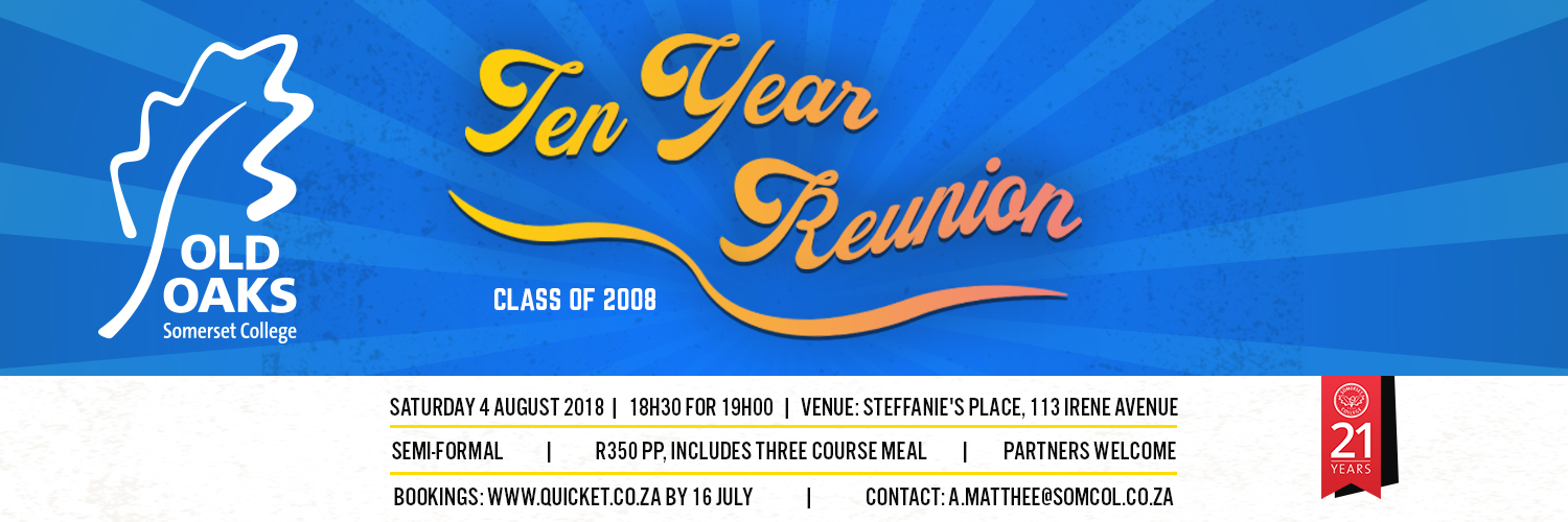 Somerset College Class of 2008 -  10 Year Reunion Dinner