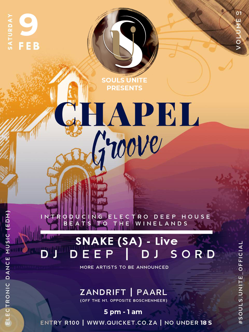 Chapel Groove in the Winelands presented by Souls Unite - Zanddrift 9th Feb
