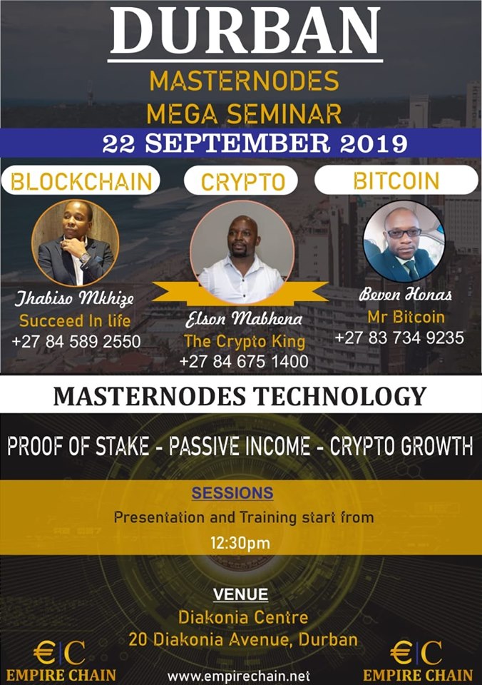 MASTERNODES MEGA SEMINAR -DURBAN