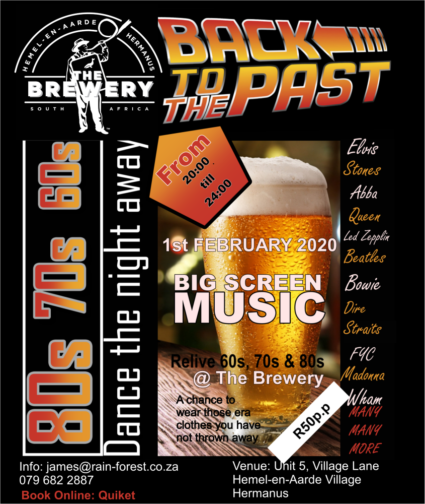 Back To The Past - 60s 70s 80s Music video on BIG SCREEN (4m X 3m) 8pm till 12pm