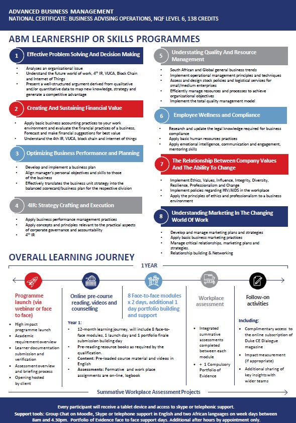 Book tickets for Level 6 ABM, Advanced Business Management, National Certificate Business