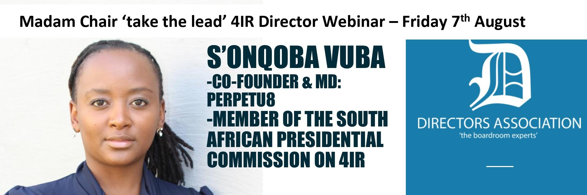 Madam Chair 'take the lead' 4IR Director Webinar