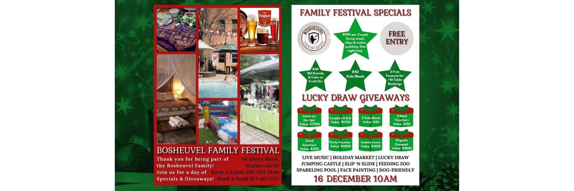Bosheuvel Family Festival VENDOR TICKET 16 Dec
