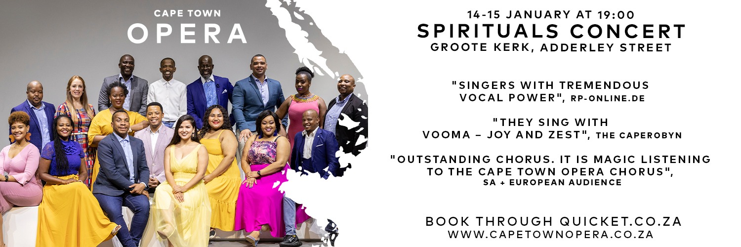 Thurs 14 Jan, CAPE TOWN OPERA CHORUS SPIRITUALS CONCERT AT THE GROOTE KERK