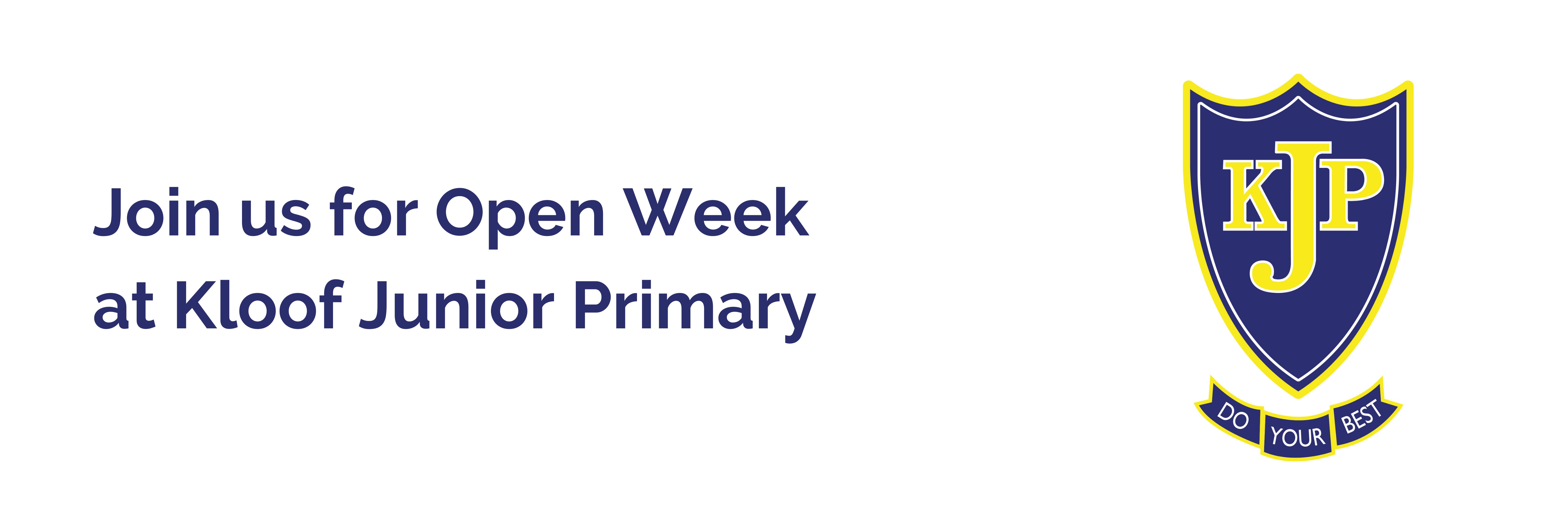 Open week at Kloof Junior Primary - Grade R (1st & 2nd of March) Grade 1 - 3 (3rd & 4th of March)