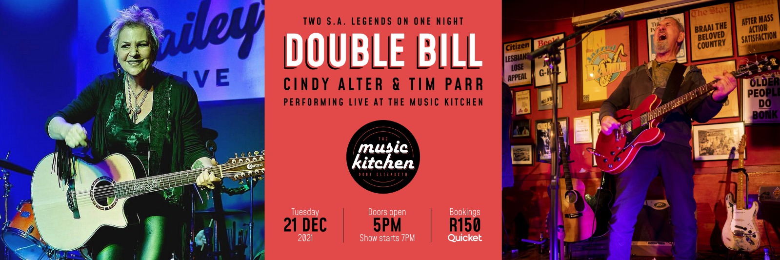  DOUBLE BILL - Cindy Alter & Tim Parr live at The Music Kitchen PE Tues 21st Dec 2021