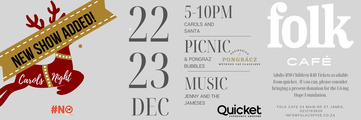 Folk Café Carols Night with Jenni and the Jameses 22 & 23 Dec