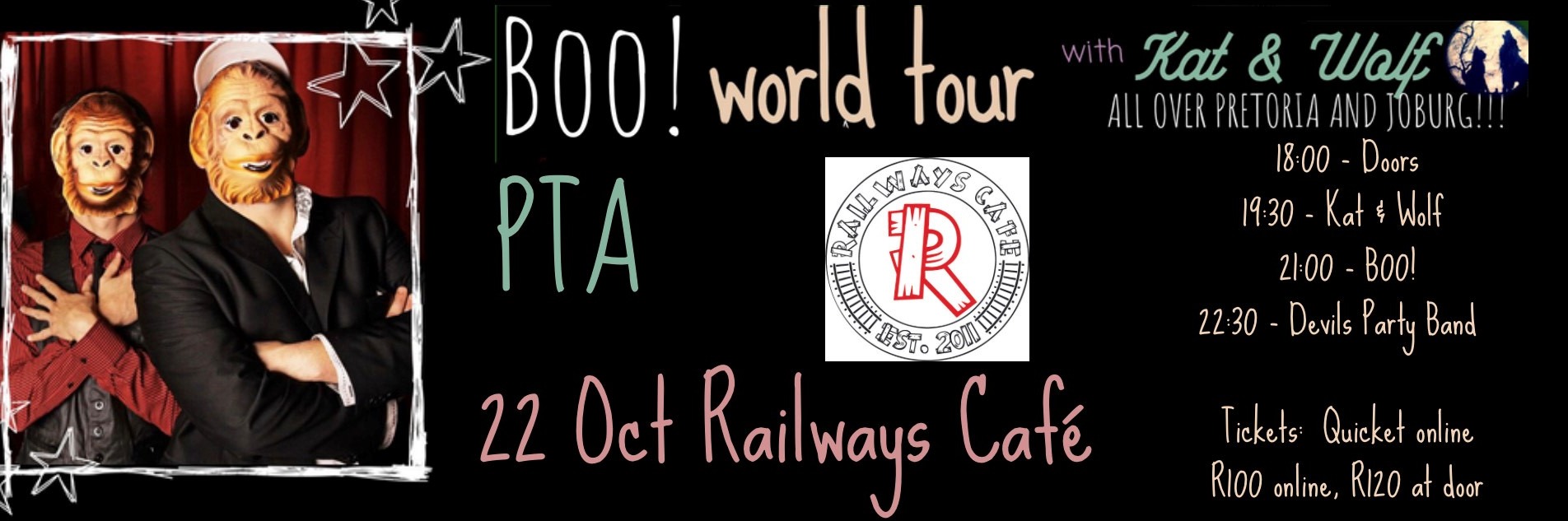 Boo! World Tour with Kat & Wolf & The Devil's Party Band at Railways Cafe