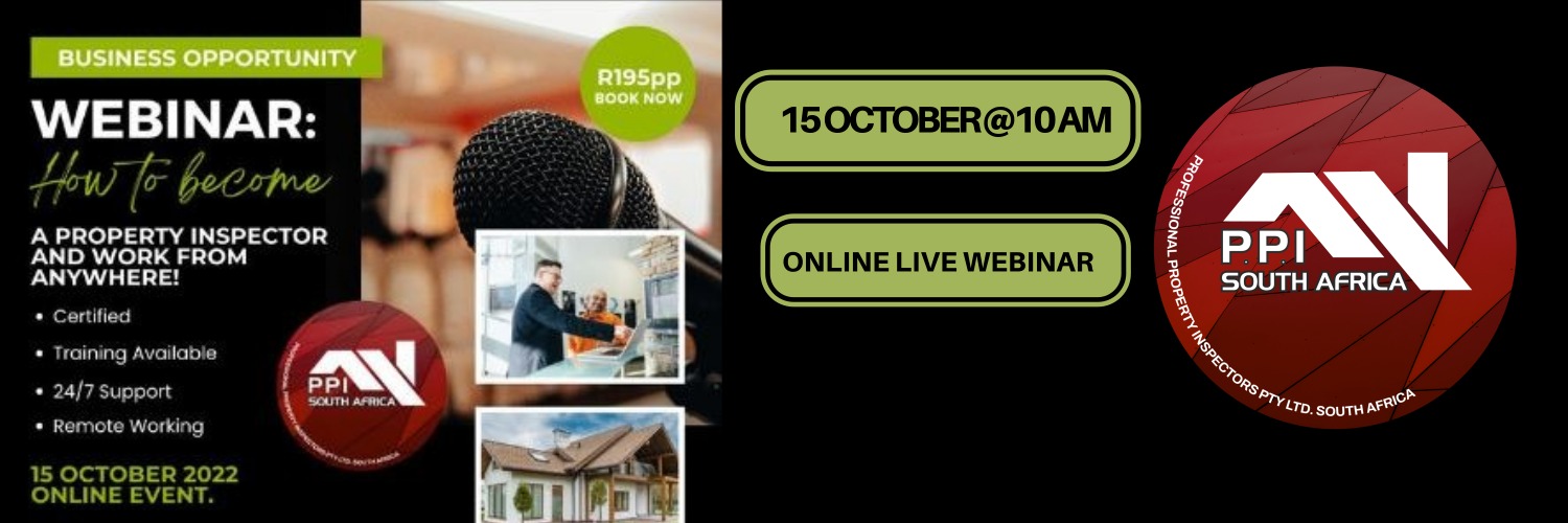 Webinar 15 October at 10 am: Learn How To Become A Property Inspector with PPI