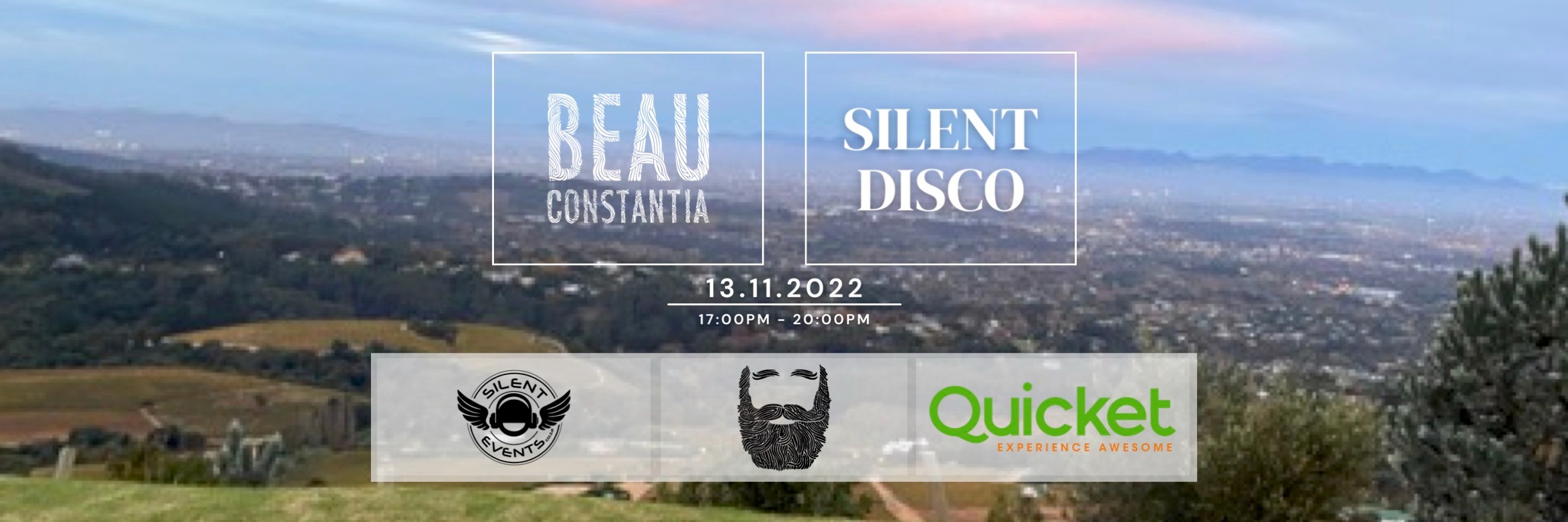 --- SUNSET SILENT DISCO ---  SILENT EVENTS - SUNDAY 13th November - BEAU CONSTANTIA - Summer Sunset Vineyard Experience
