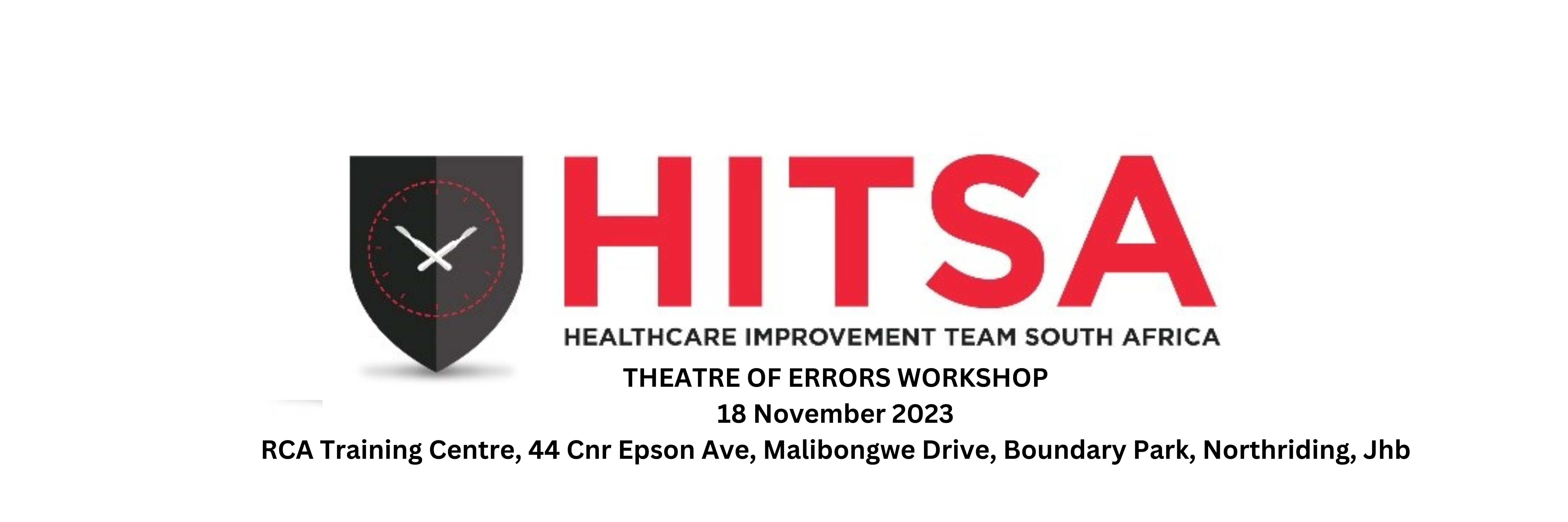 HITSA - Theatre of Errors Workshop, 18 November 2023, 08h30-15h30, RCA Training Centre, Northriding, Jhb