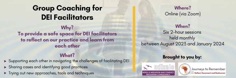 Group Coaching for DEI Facilitators (a series of six 2-hour sessions online) - Cohort 3 (starting August 2023)