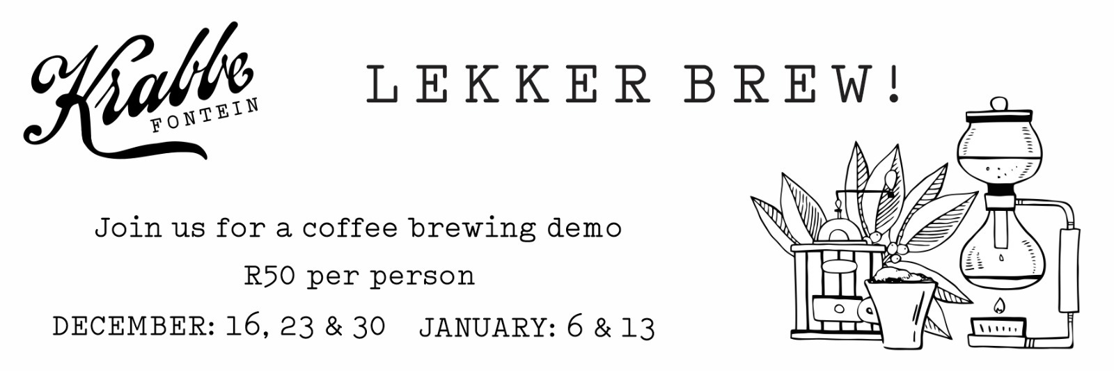 Book tickets for Krabbefontein Coffee Brewing Session