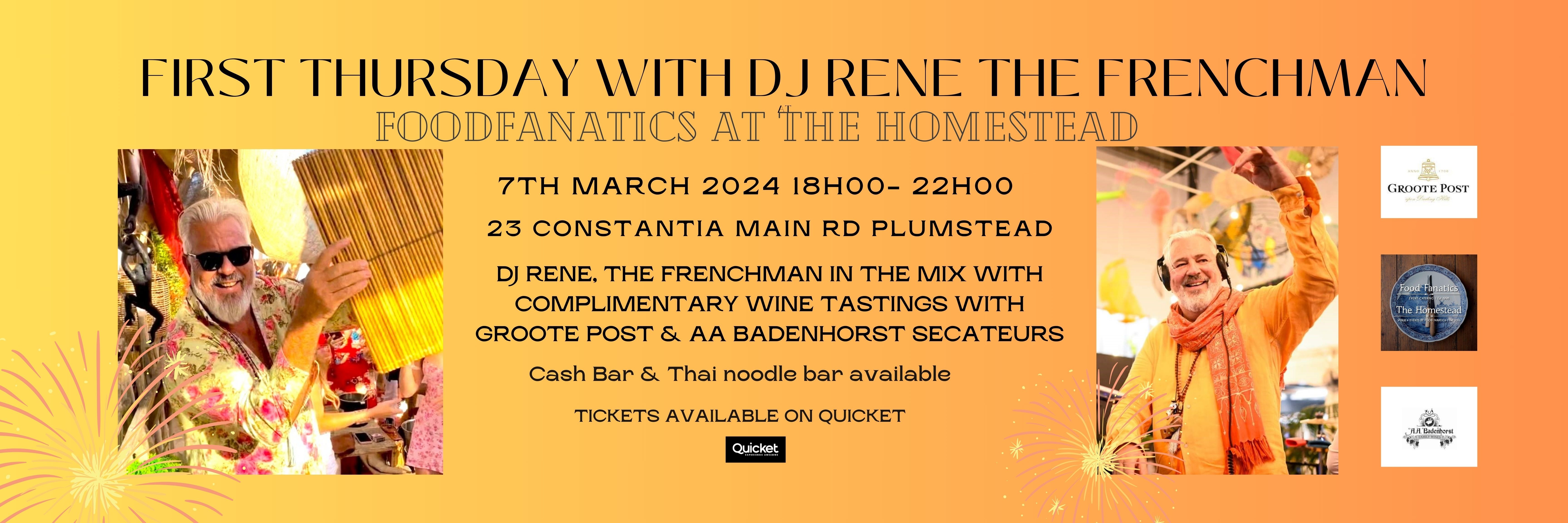 FIRST THURSDAY WITH DJ RENE, THE FRENCHMAN AT FOOD FANATICS