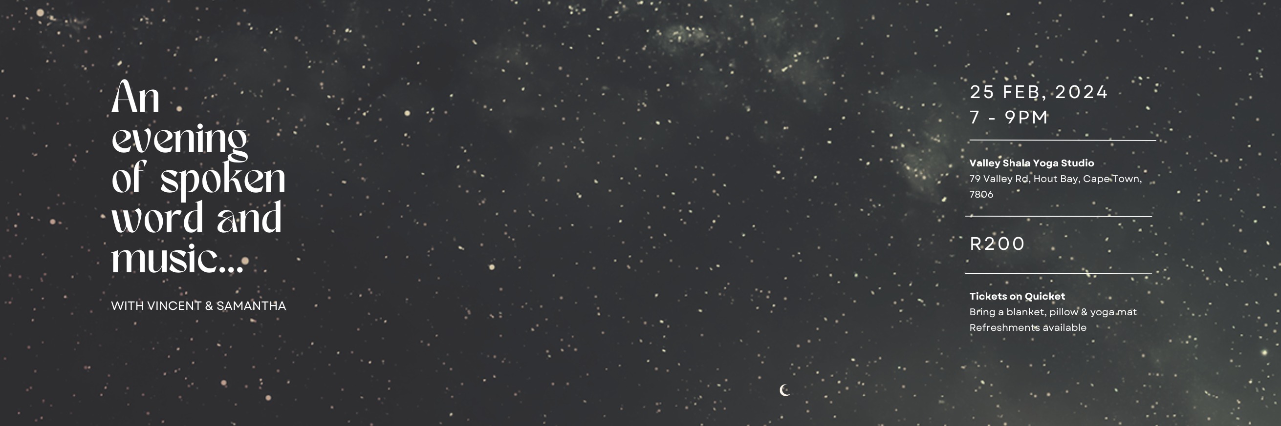 An evening of spoken word & music with Vincent & Samantha