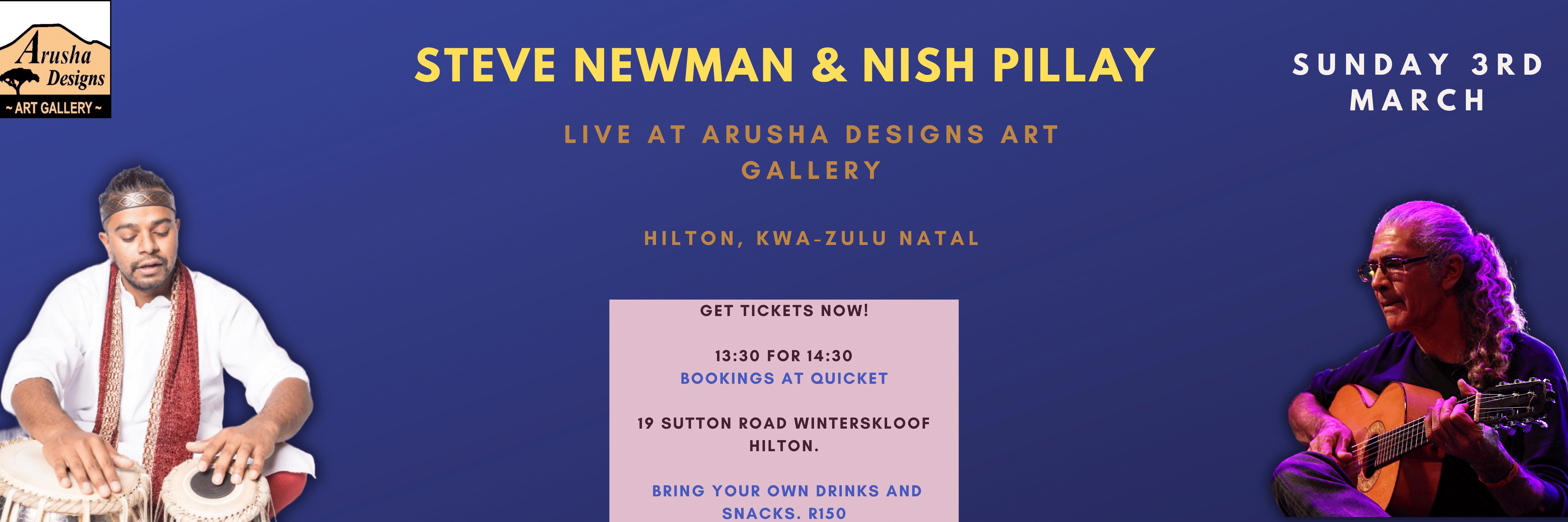 Steve Newman & Nish Pillay Live at Arusha Designs Art Gallery - Hilton, Kwa-Zulu Natal