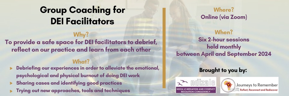 Group Coaching for DEI Facilitators (a series of six 2-hour sessions online) - Cohort 4 (starting April 2024)