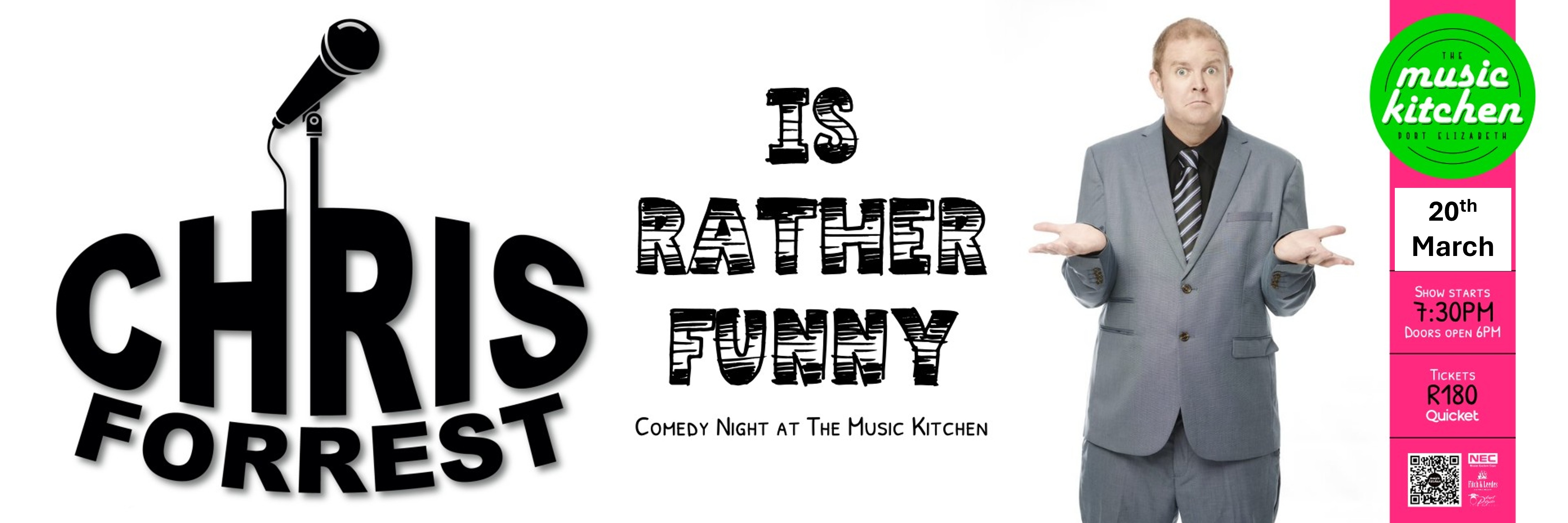 Chris Forrest is rather funny live at The Music Kitchen Wed 20th March 2024
