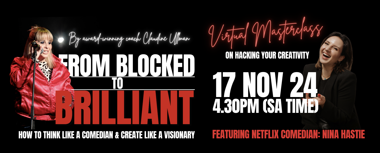 From Blocked to Brilliant Masterclass by Claudine Ullman FREE REGISTRATION
