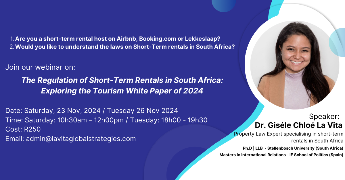 The Regulation of Short-Term Rentals in South Africa: Exploring the Tourism White Paper of 2024
