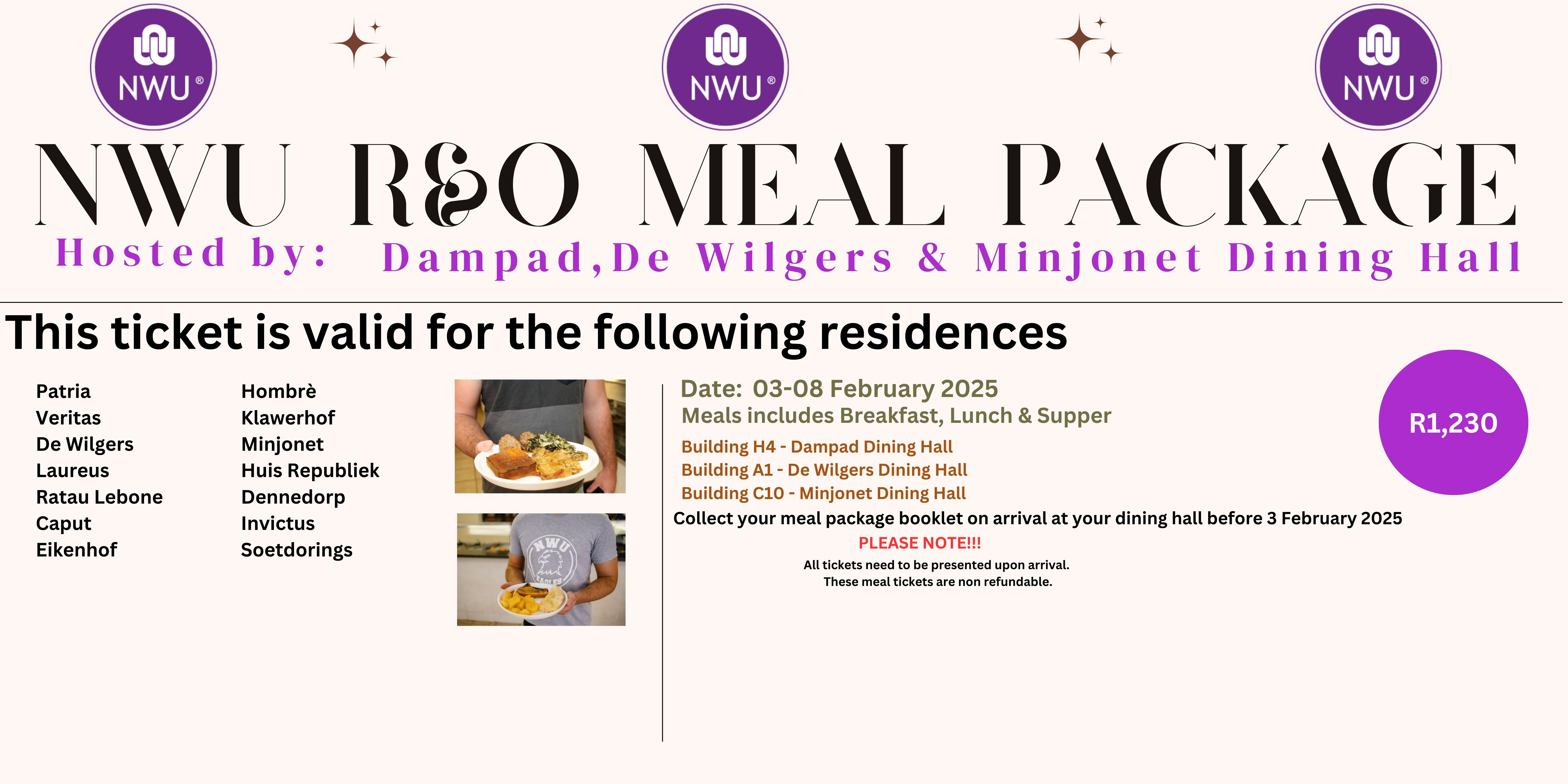 NWU Potchefstroom - R&O Meal Package - Dampad