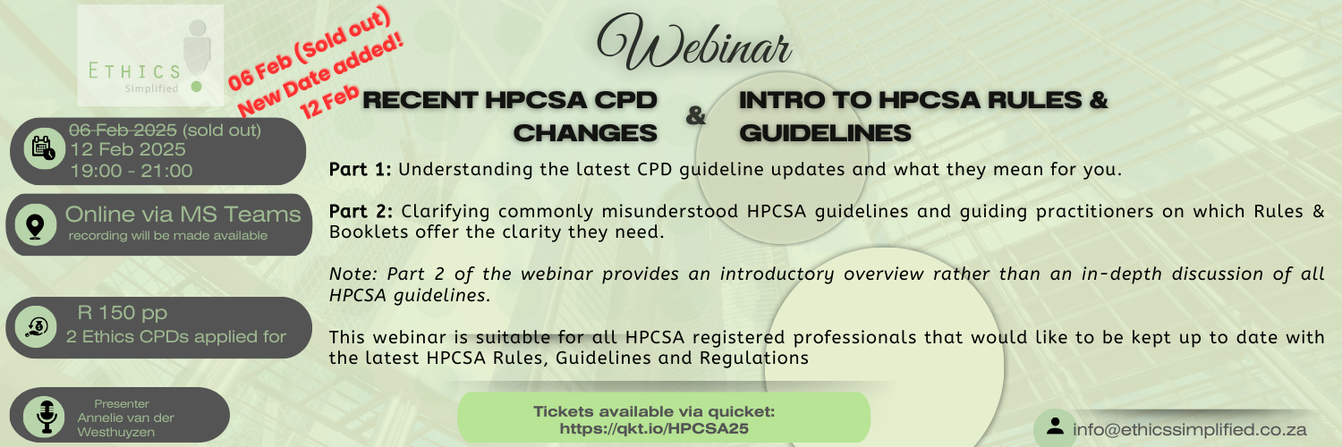 06 Feb: Introduction to HPCSA Guidelines & Updates on CPD Changes