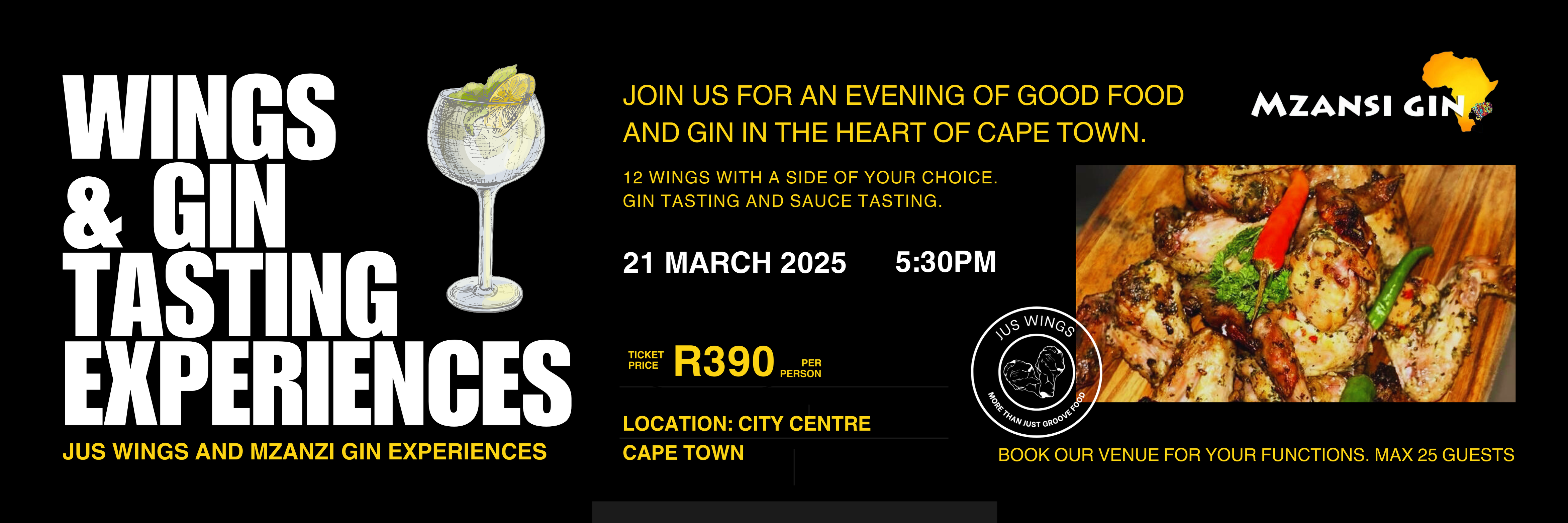 Jus Wings and Mzansi Gin Experience