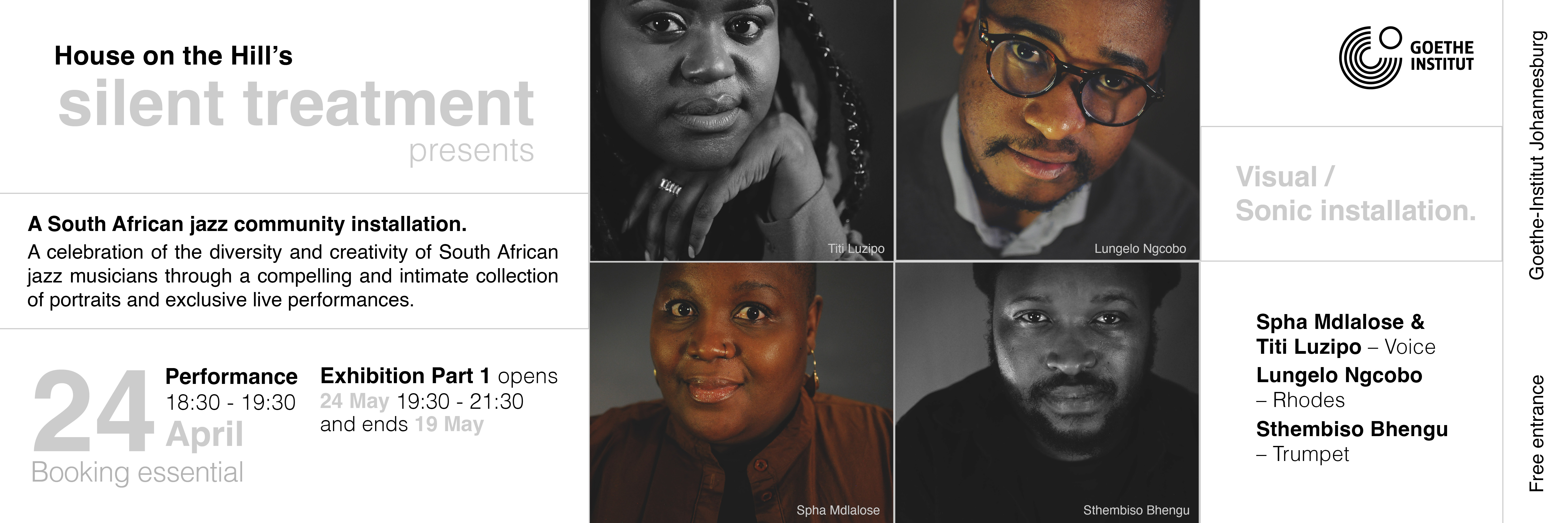 House on the Hill presents Silent Treatment Concert: Spha Mdlalose & Titi Luzipo, featuring Lungelo and Sthembiso Bhengu