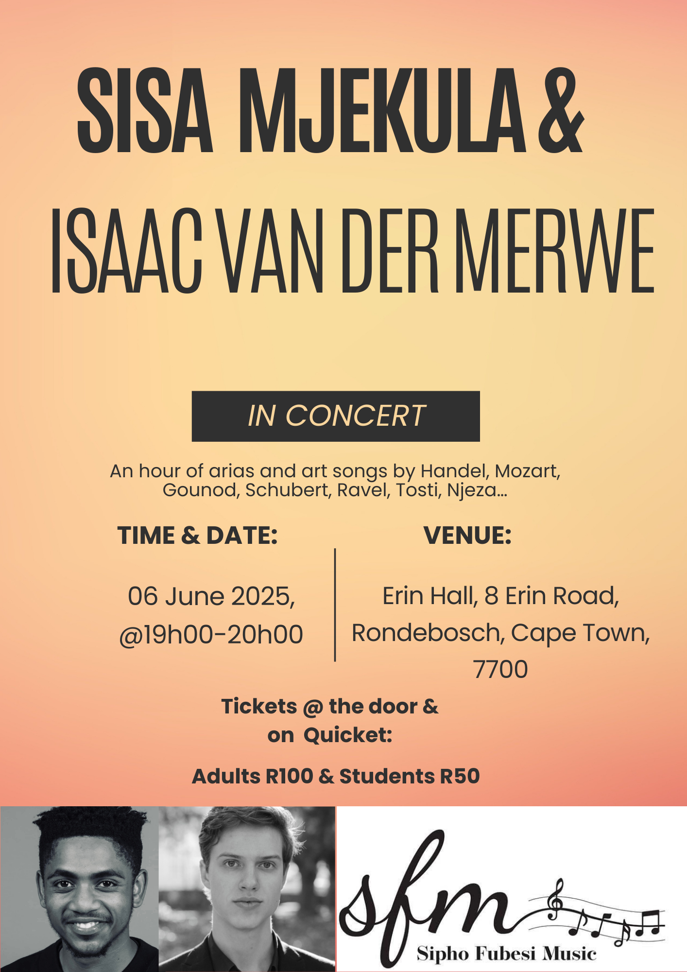 Sisa Mjekula & Isaac Van Der Merwe, in concert!
