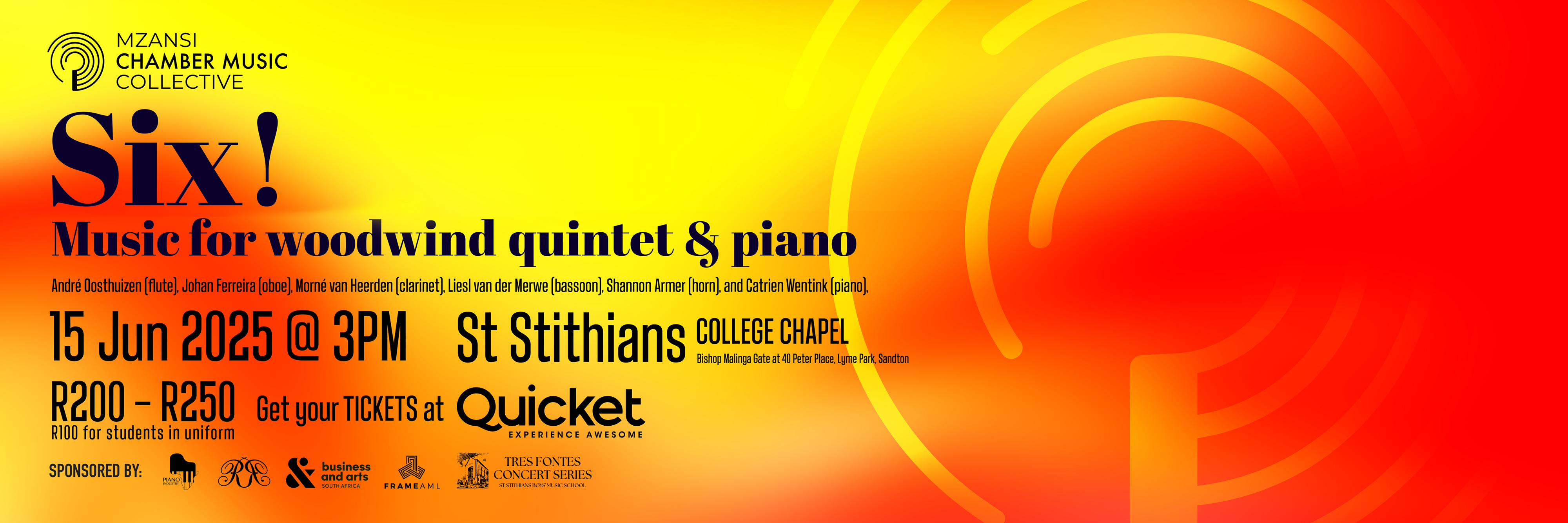 Six! Music for woodwind quintet and piano