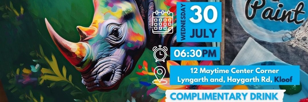 Passion Paint and Sip -Rhinos and Rainbows