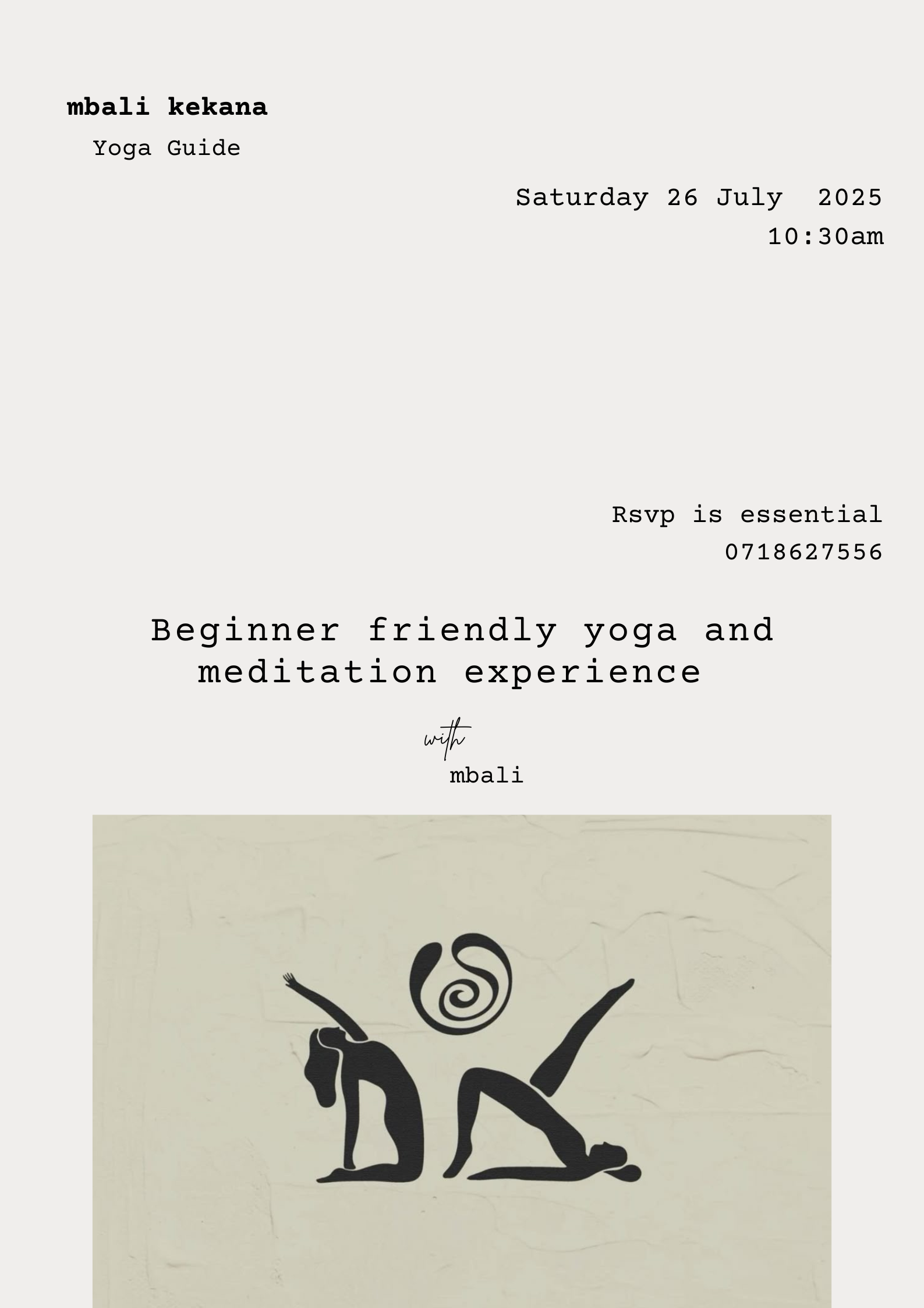 Beginner friendly yoga and meditation experience