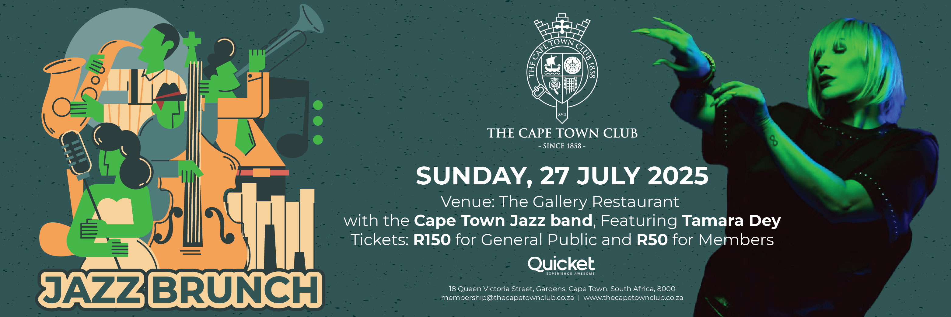 The Cape Town Club - Jazz Brunch with Tamara Dey