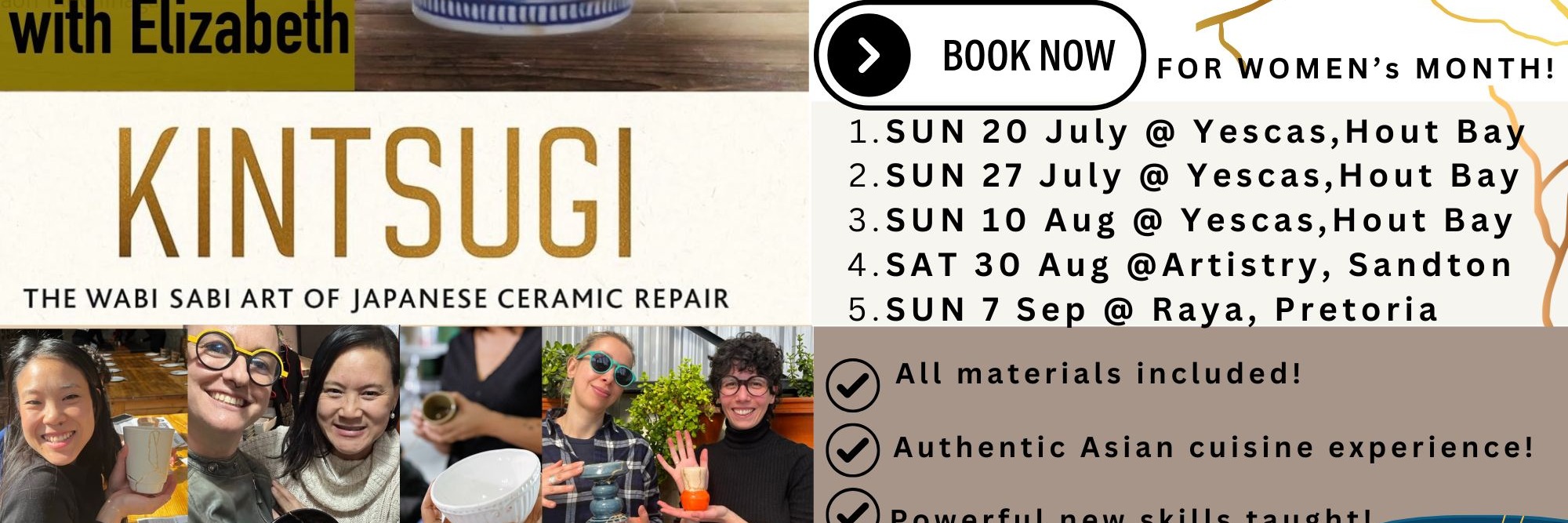 Kintsugi with Liz - Repair broken ceramics with gold Sun 27 July in Hout Bay, CT
