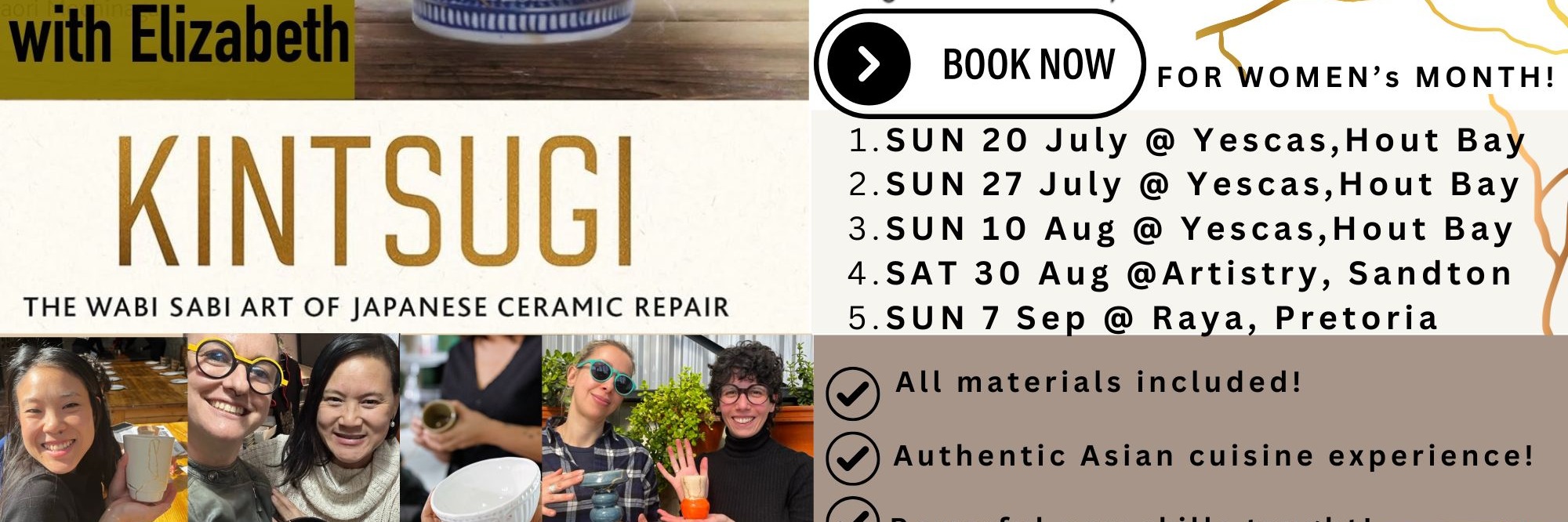 Kintsugi with Liz - Repair broken ceramics with gold Sun 20 July in Hout Bay, CT