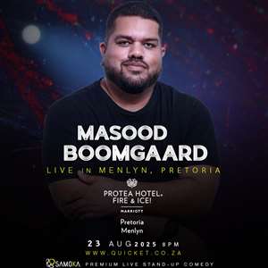 Masood Boomgaard LIVE in Menlyn, Pretoria at Protea Hotel Fire & Ice! 23 August 2025