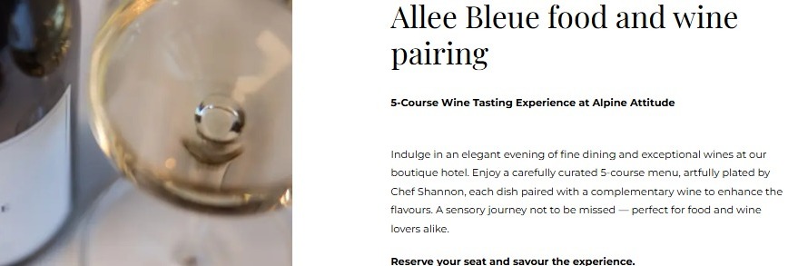 Allee Bleue Food and Wine Pairing