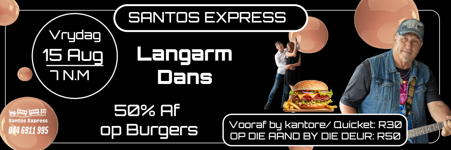 Augustus Langarm Dans saam met Rachus Muller by Santos Express