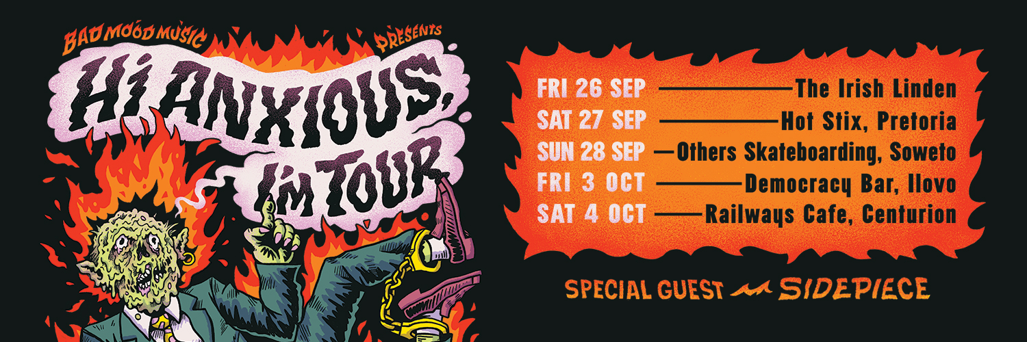 Bad Mood Music Presents: "Hi Anxious, I'm Tour" at Democracy Bar with SIDEPIECE, Evert Snyman and the Aviary and Schmat