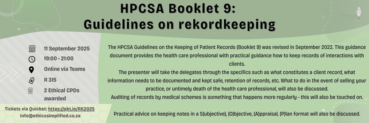 HPCSA Guidelines on Recordkeeping