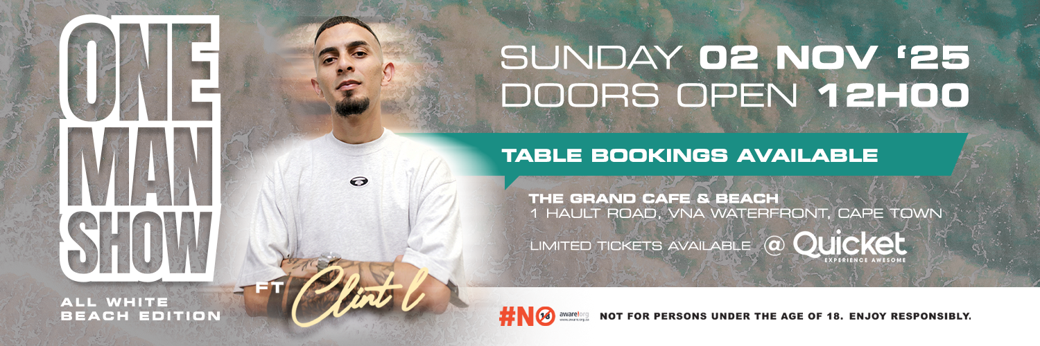 CPT / One Man Show All White ft CLINT L / Sunday 2 November 2025 / The Grand Cafe & Beach