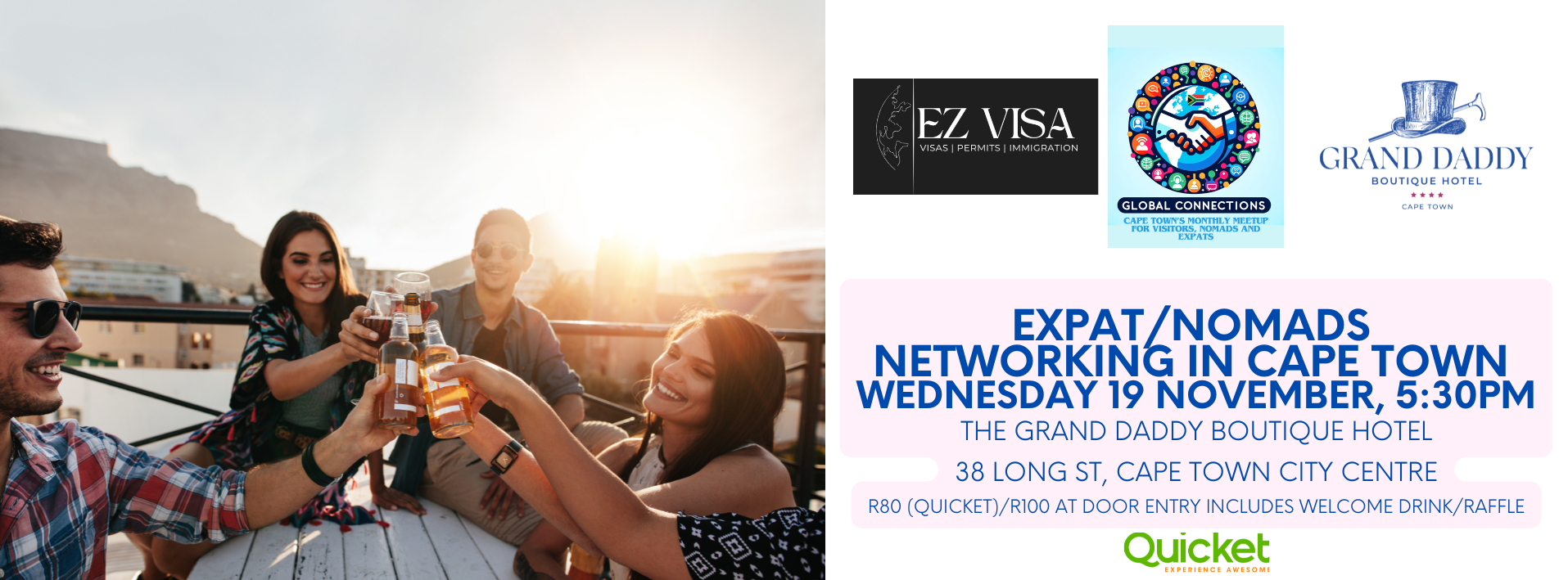 Expat/Nomads Networking Drinks Cape Town - Wednesday 19 November @ Grand Daddy Boutique Rooftop
