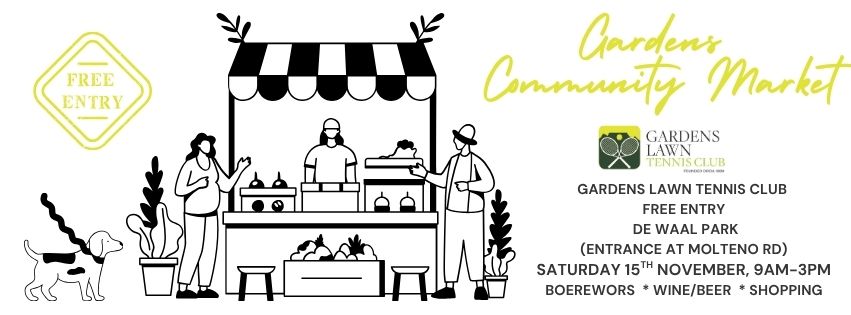 Community Market 15 Nov' @ Gardens Lawn Tennis Club, De Waal Park