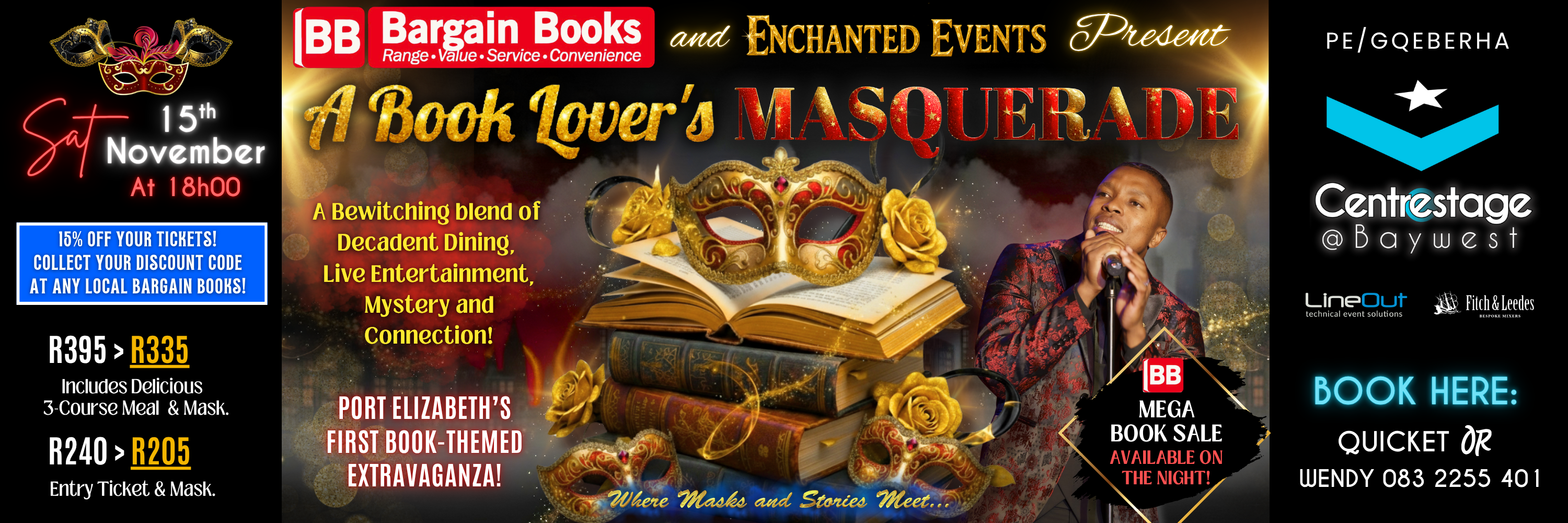 A BOOKLOVER'S MASQUERADE - 15 Nov, 18:00 at Centrestage@Baywest