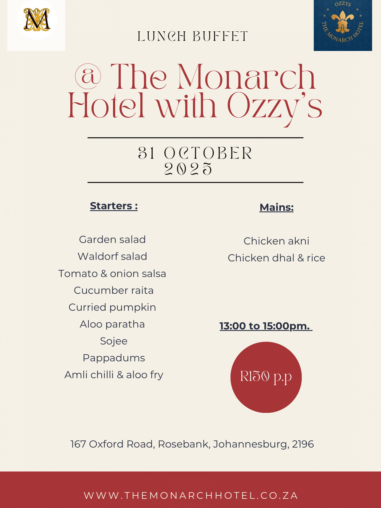Friday Lunch Buffet: Ozzy’s at The Monarch Hotel
