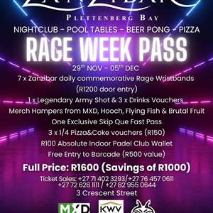 2025 Zanzibar Plett VIP Rage Week Pass