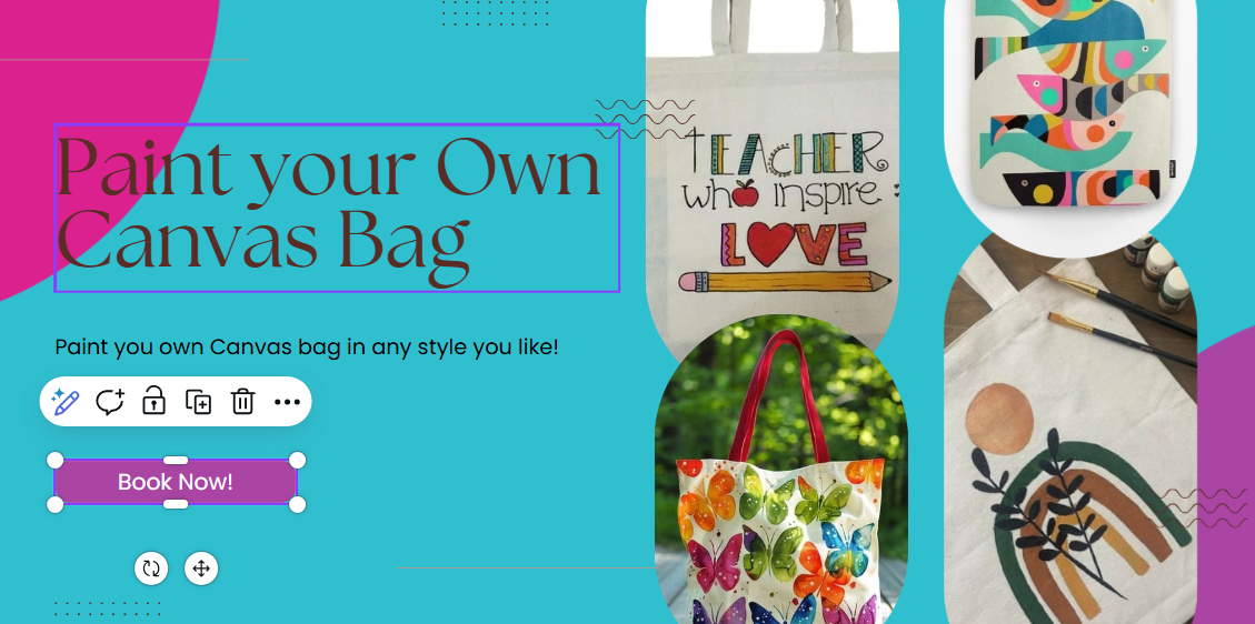 Tote-ally Unique: Canvas Bag Painting Workshop! (Perfect teachers Gift!)
