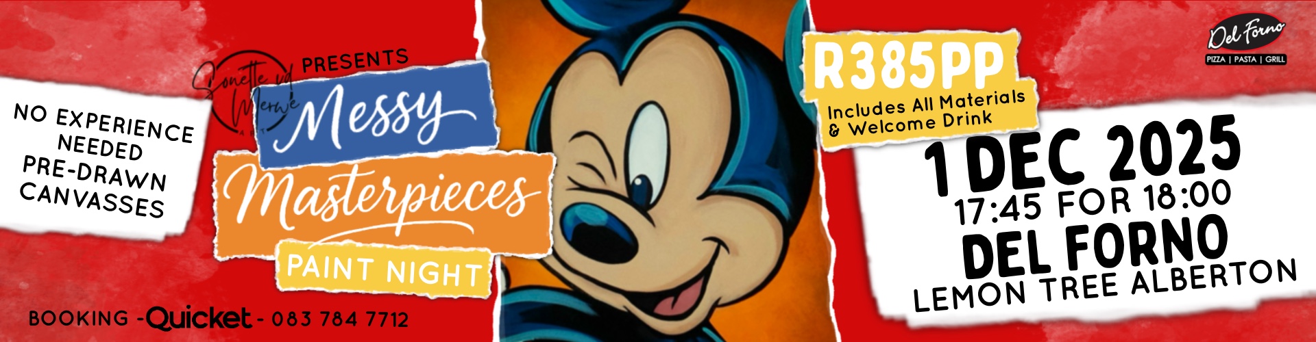 Messy Masterpieces Paint Night @ Del Forno Lemon Tree Alberton