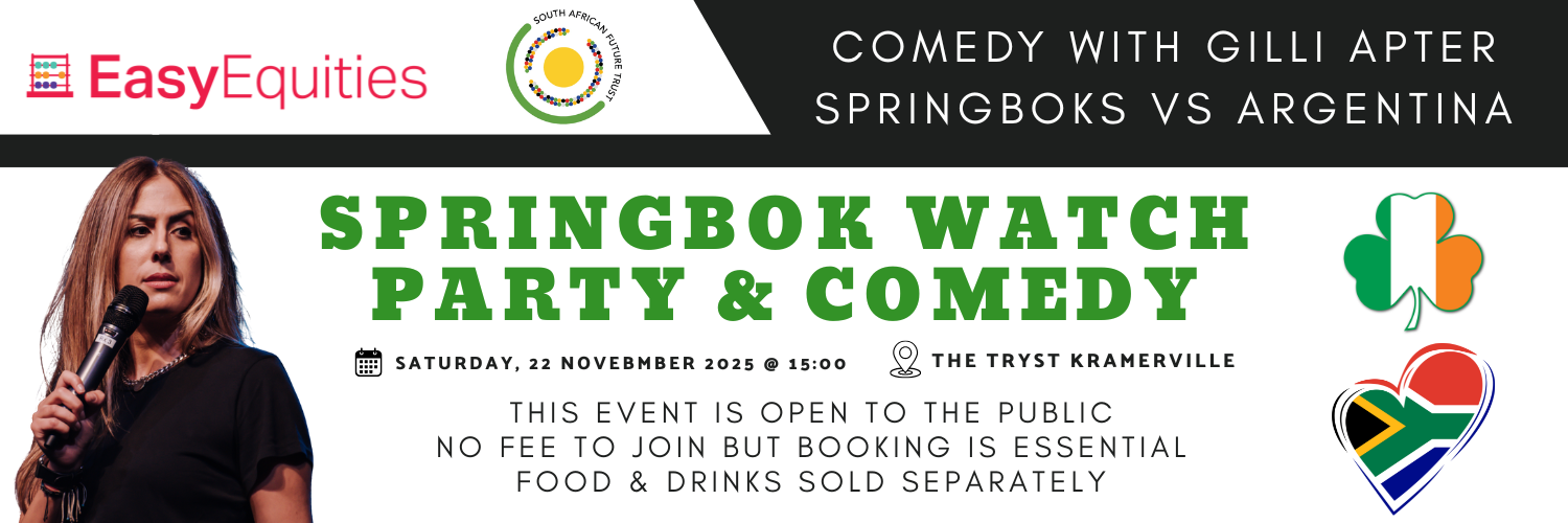 Clubhouse Renovation Celebration: Springbok watch party & comedy with Gilli Apter