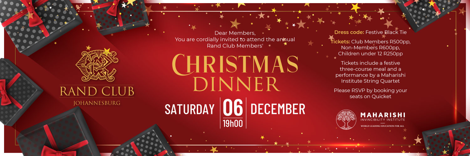 rand club dress code Book tickets for Rand Club Members' Christmas Dinner